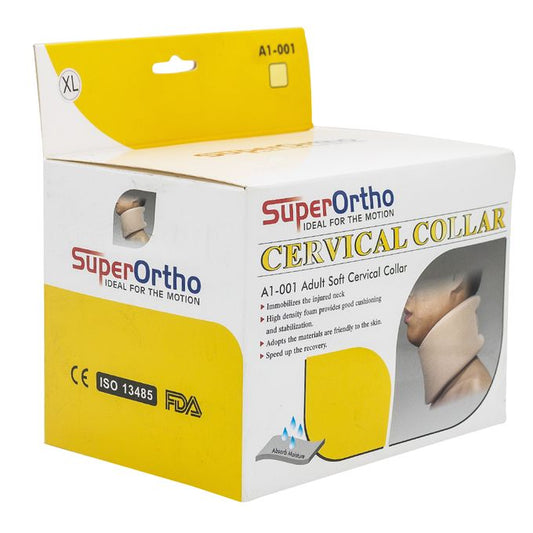 Super Ortho Adult Soft Cervical Collar (L) - Yellow And White - White